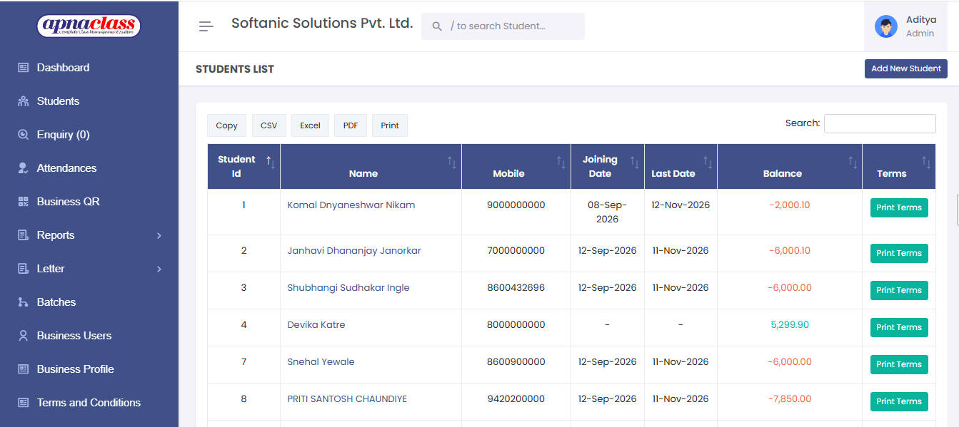 ApnaClass Dashboard